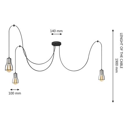 Lühter TUBE 3xE27/10W/230V ämblik must/läikiv kroom
