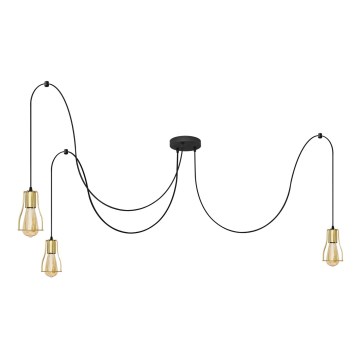 Lühter TUBE 3xE27/10W/230V ämblik must/kuldne