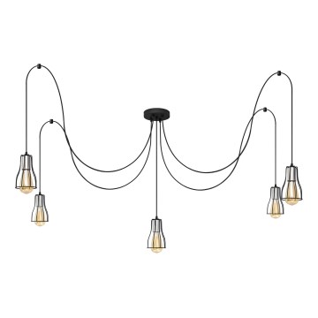 Lühter TUBE 5xE27/15W/230V ämblik must/läikiv kroom