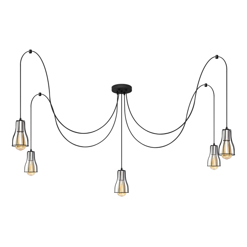 Lühter TUBE 5xE27/15W/230V ämblik must/läikiv kroom
