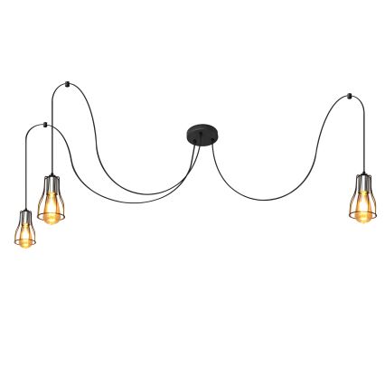 Lühter TUBE LONG 3xE27/15W/230V must/läikiv kroom