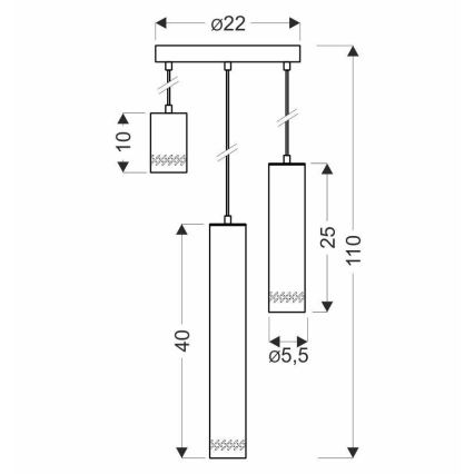 Lühter TUBO 3xGU10/25W/230V