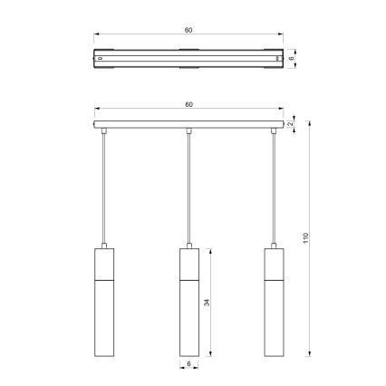 Lühter TULUM 3xGU10/60W/230V must