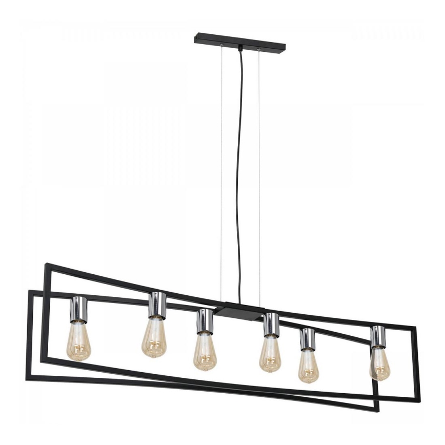 Lühter TUNJA 6xE27/60W/230V must/läikiv kroom
