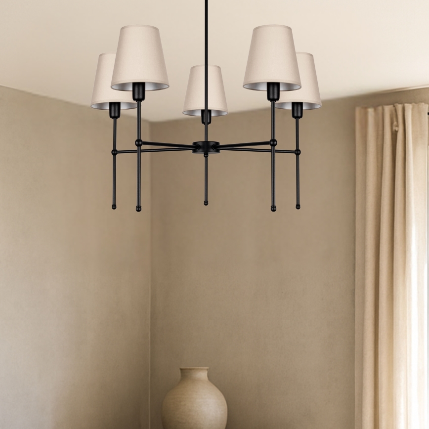 Lühter varrega MADELA 5xE14/40W/230V beež/must