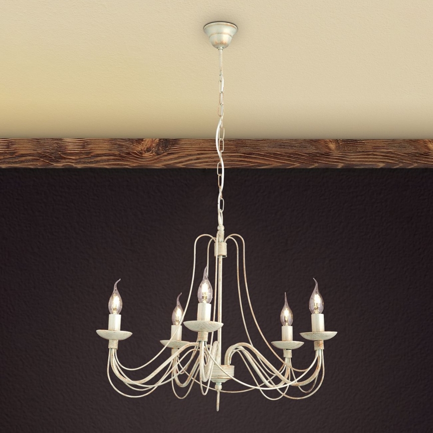 Lühter VELA 5xE14/40W/230V d. 60 cm valge/kuldne/paatina