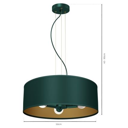 Lühter VERDE 3xE27/60W/230V roheline