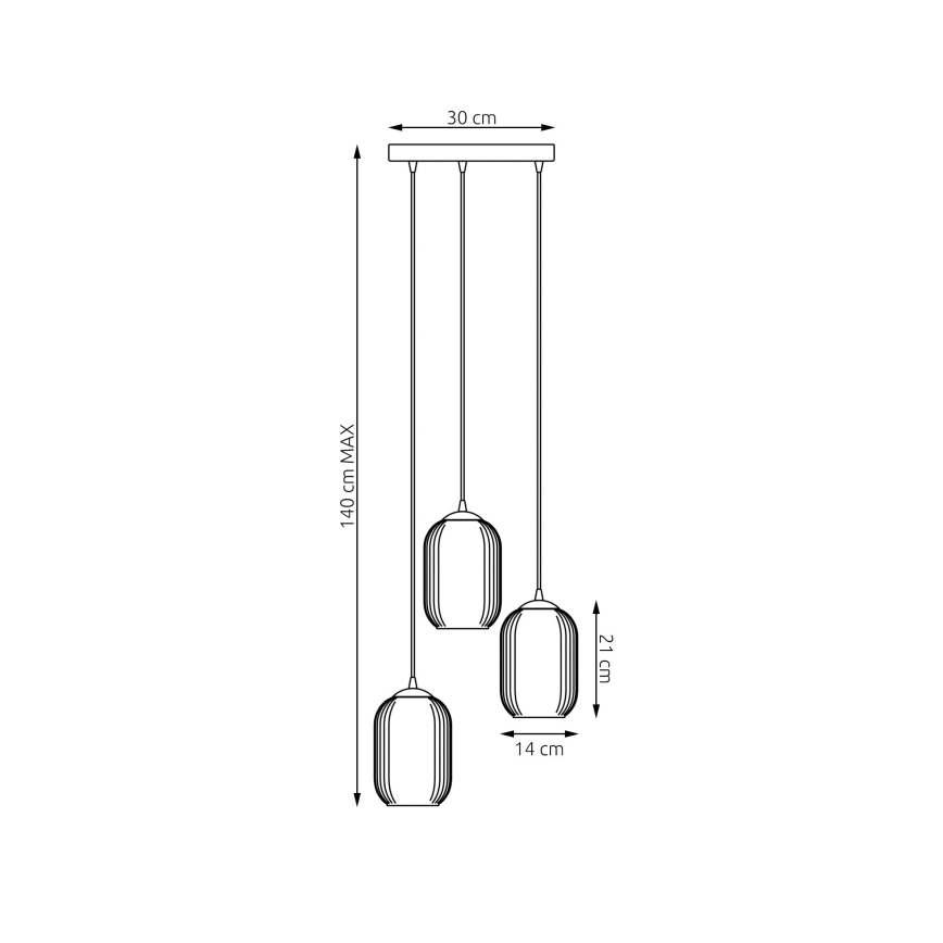 Lühter VERDI 3xE27/15W/230V d. 30 cm must/hall