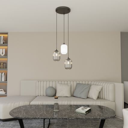 Lühter VERDI 3xE27/15W/230V d. 30 cm must/hall/valge