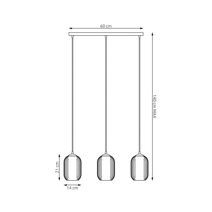 Lühter VERDI 3xE27/15W/230V must/valge
