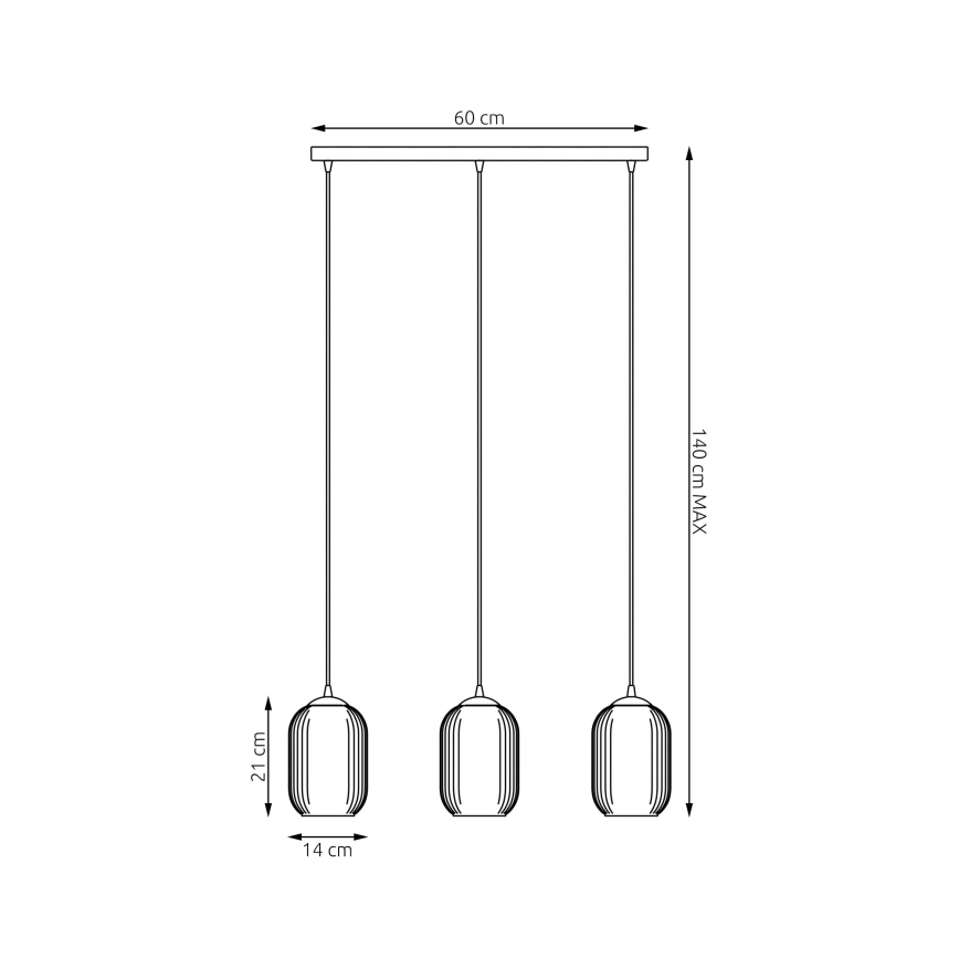 Lühter VERDI 3xE27/15W/230V must/valge