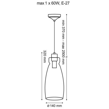 Lühter VETRO 1xE27/60W/230V pöök