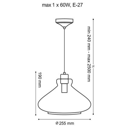 Lühter VETRO 1xE27/60W/230V pöök