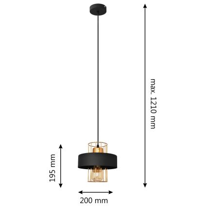 Lühter VOLTA 1xE27/15W/230V must/kuldne