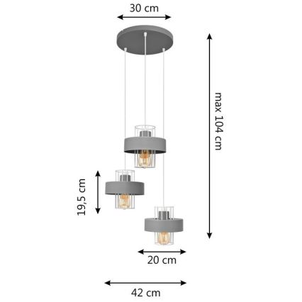 Lühter VOLTA 3xE27/15W/230V diameeter 42 cm hall