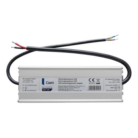 Lülitus toiteallikas LED ribadele 120W/12V IP67