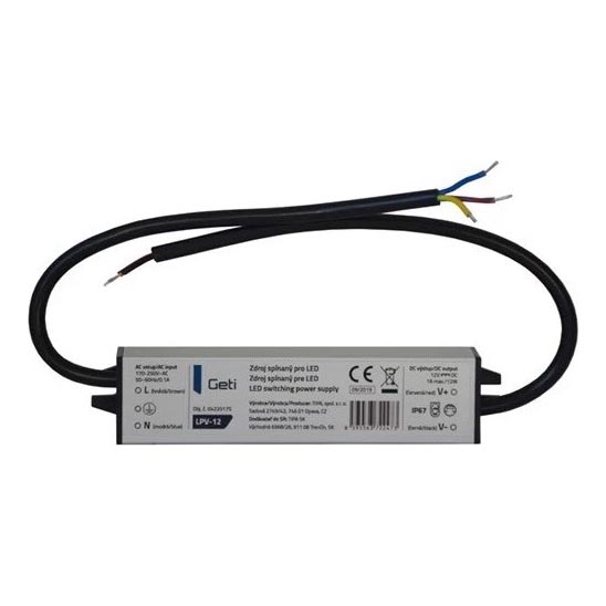 Lülitus toiteallikas LED ribadele 12W/12V IP67