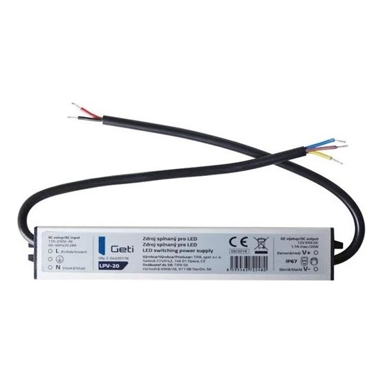 Lülitus toiteallikas LED ribadele 20W/12V IP67