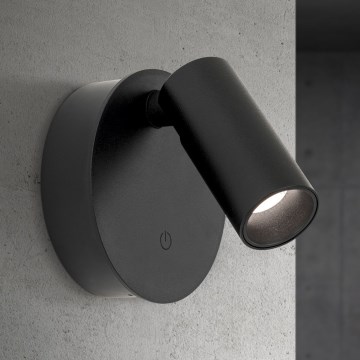 LUXY LED/1W/5V hämardatav, laetav puutekontrolliga seinapunktvalgusti 2200 mAh 2700/3000/4000K must