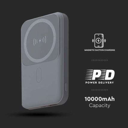 Magnetiline akupank juhtmevaba laadijaga Power Delivery 10 000mAh/20W/3,7V hall