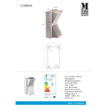 Markslöjd 104734 - LED Seinavalgusti õue CARINA 2xLED/1W/230V IP44