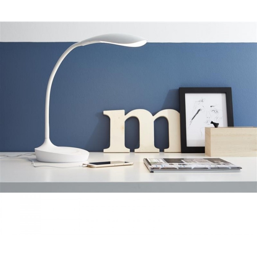 Markslöjd 106093 - hämardatav LED-laualamp USB-ga SWAN LED/4,6W/230V
