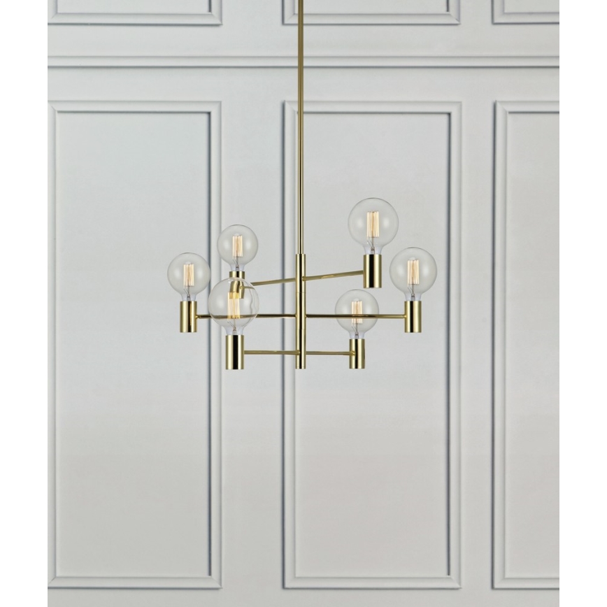 Markslöjd 106418 - Ripplühter CAPITAL 6xE27/60W/230V messing
