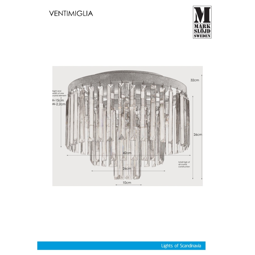 Markslöjd 106563 - Kristallist laevalgusti VENTIMIGLIA 4xE14/40W/230V