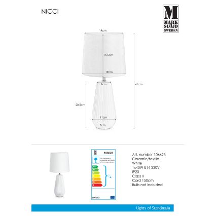 Markslöjd 106623 - Laualamp NICCI 1xE14/40W/230V