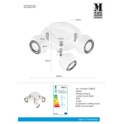 Markslöjd 106875 - Kohtvalgusti COCO 3xGU10/35W/230V