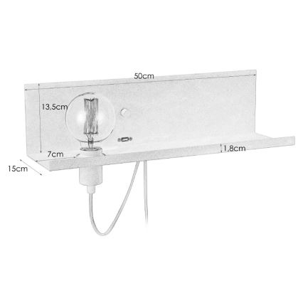Markslöjd 106969 - Hämardatav seinavalgusti koos USB pordiga MULTI 1xE27/60W/230V