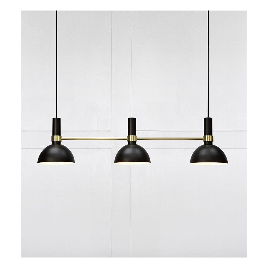 Markslöjd 106971 - Lühter LARRY 3xE27/60W/230V must/kuldne