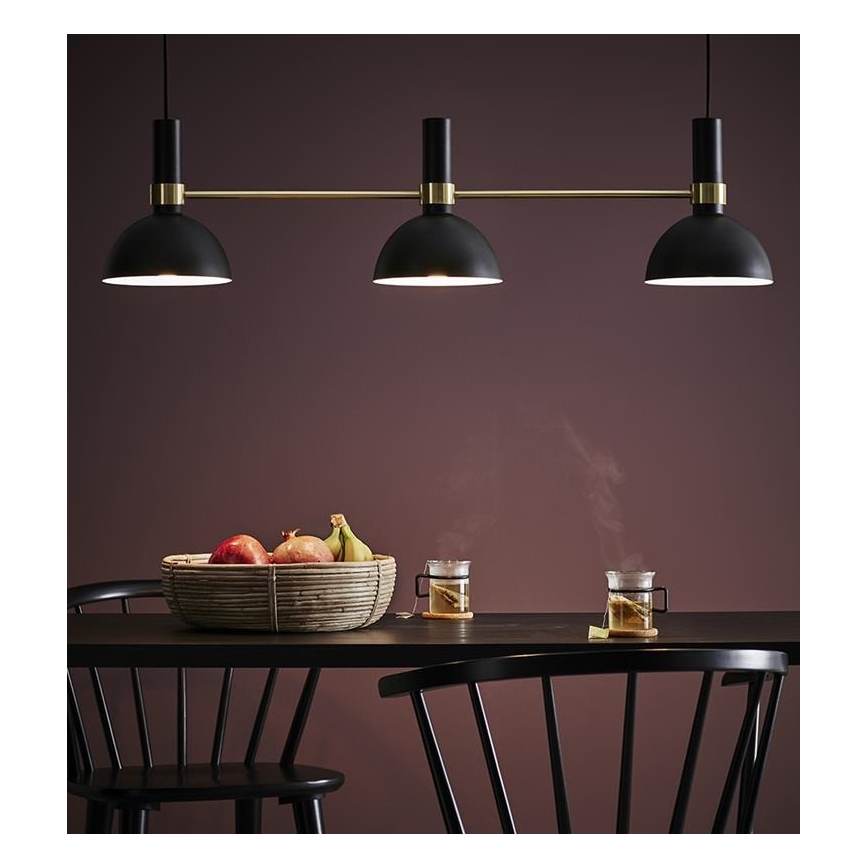 Markslöjd 106971 - Lühter LARRY 3xE27/60W/230V must/kuldne