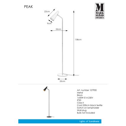 Markslöjd 107.900 - põrandavalgusti PEAK 1xE14/40W/230V