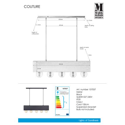 Markslöjd 107037 - Lühter COUTURE 5xE27/40W/230V must