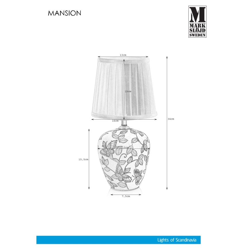 Markslöjd 107039 - Laualamp MANSION 1xE14/40W/230V