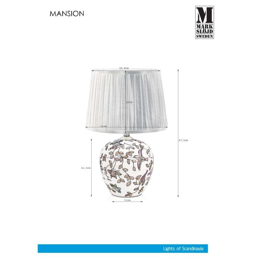 Markslöjd 107040 - Laualamp MANSION 1xE27/60W/230V