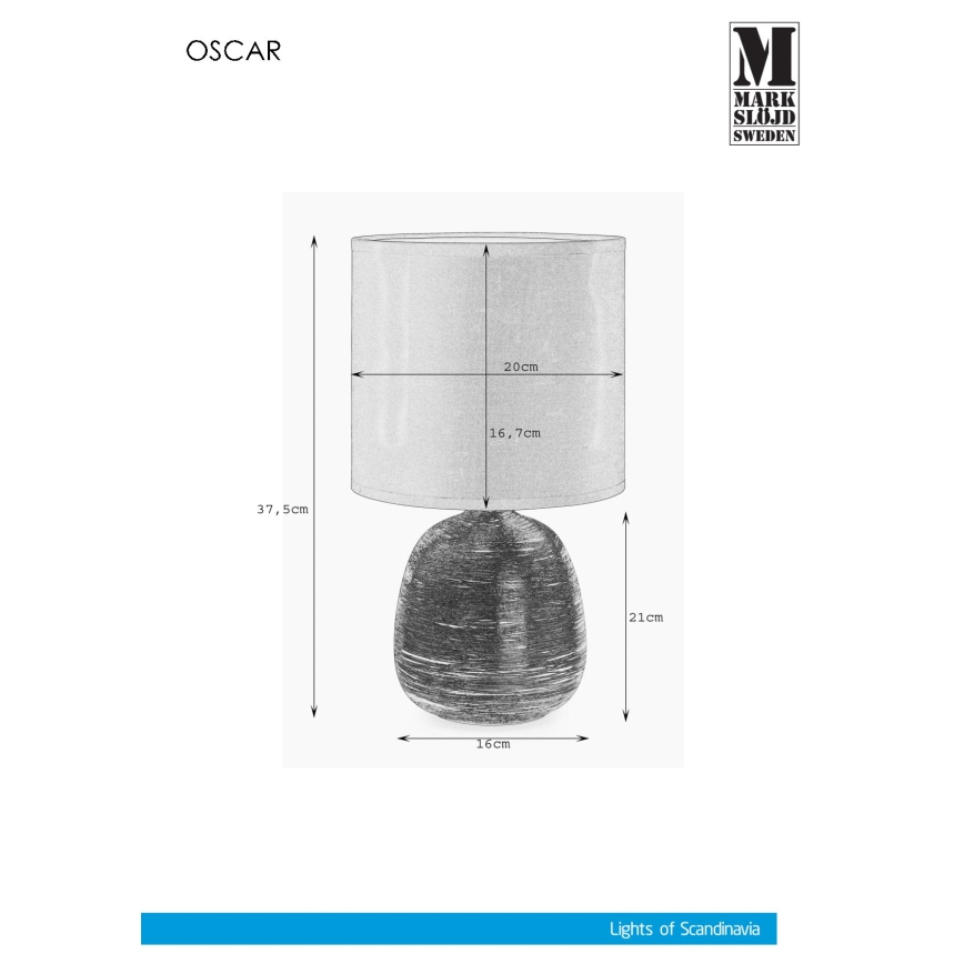 Markslöjd 107068 - Laualamp OSCAR 1xE27/60W/230V