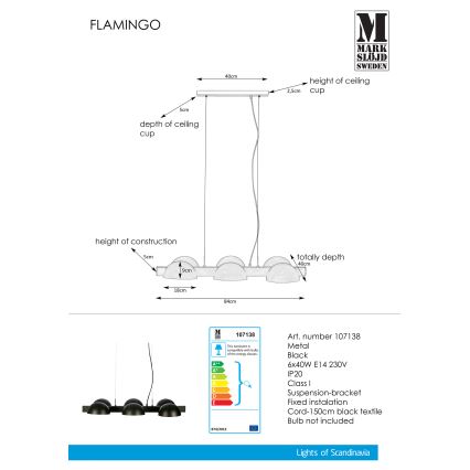 Markslöjd 107138 - Lühter FLAMINGO 6xE14/40W/230V must
