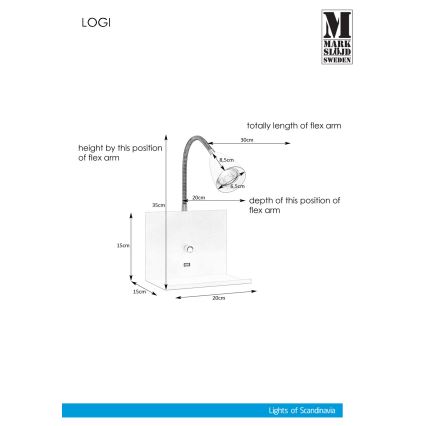 Markslöjd 107.140 - Hämardatav seinavalgusti USB pesaga LOGI 1xGU10/7W/230V