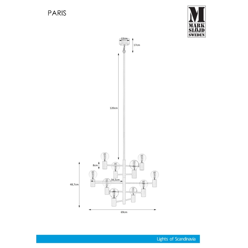 Markslöjd 107187 - Ripplühter PARIIS 10xE27/60W/230V