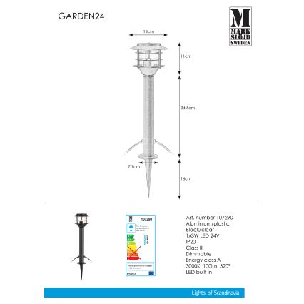 Markslöjd 107290 - LED Välivalgusti GARDEN 24 LED/3W/24V 45 cm IP44 must