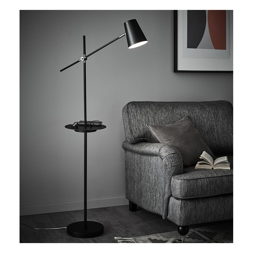 Markslöjd 107307 - Põrandalamp koos USB-ga LINEAR 1xE14/40W/230V
