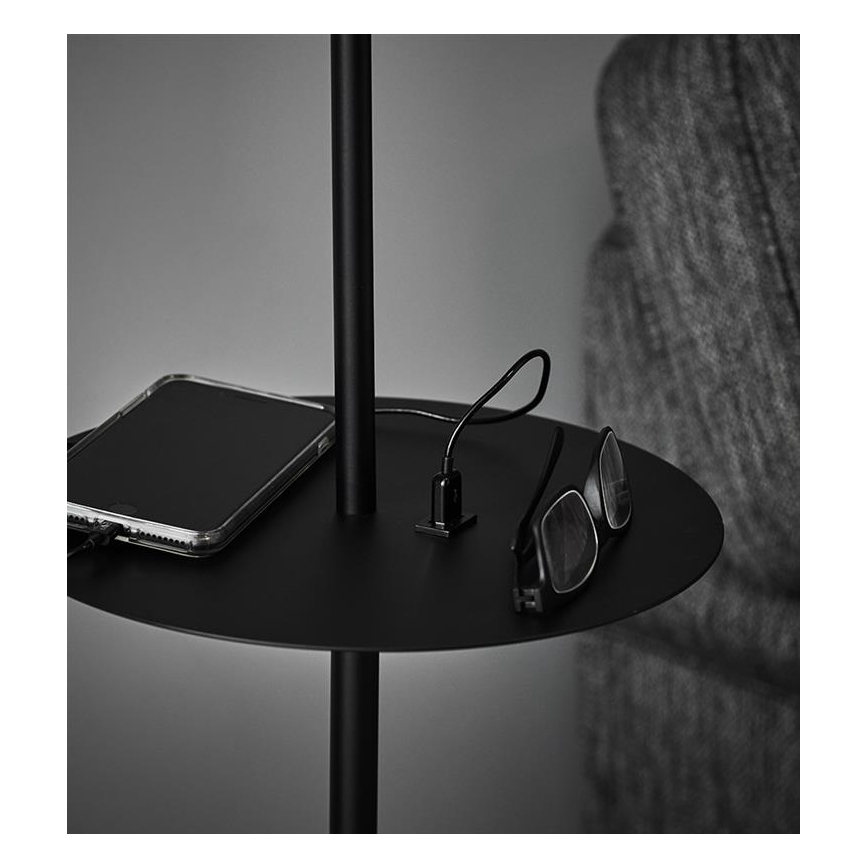 Markslöjd 107307 - Põrandalamp koos USB-ga LINEAR 1xE14/40W/230V