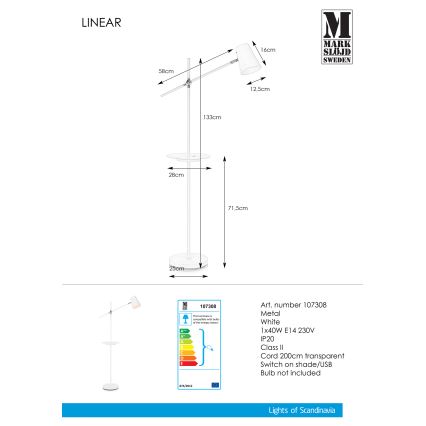 Markslöjd 107308 - põrandalamp USB-ga LINEAR 1xE14/40W/230V