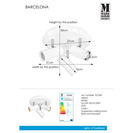 Markslöjd 107349 - Kohtvalgusti BARCELONA 3xGU10/12W/230V