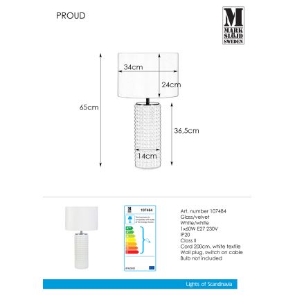 Markslöjd 107484 - Laualamp PROUD 1xE27/60W/230V