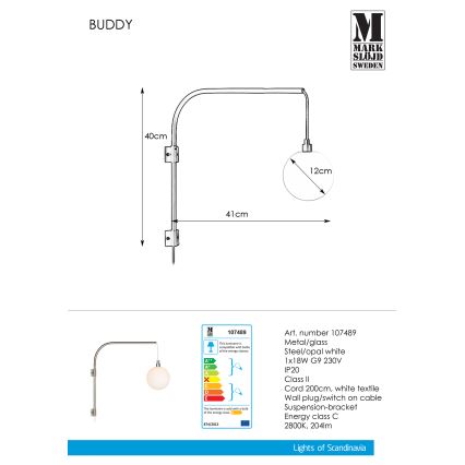 Markslöjd 107489 - Seinavalgusti BUDDY 1xG9/18W/230V