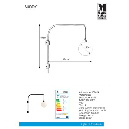 Markslöjd 107494 - Seinavalgusti BUDDY 1xG9/18W/230V