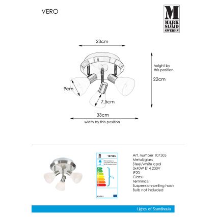 Markslöjd 107505 - Kohtvalgusti VERO 3xE14/40W/230V läikiv kroom